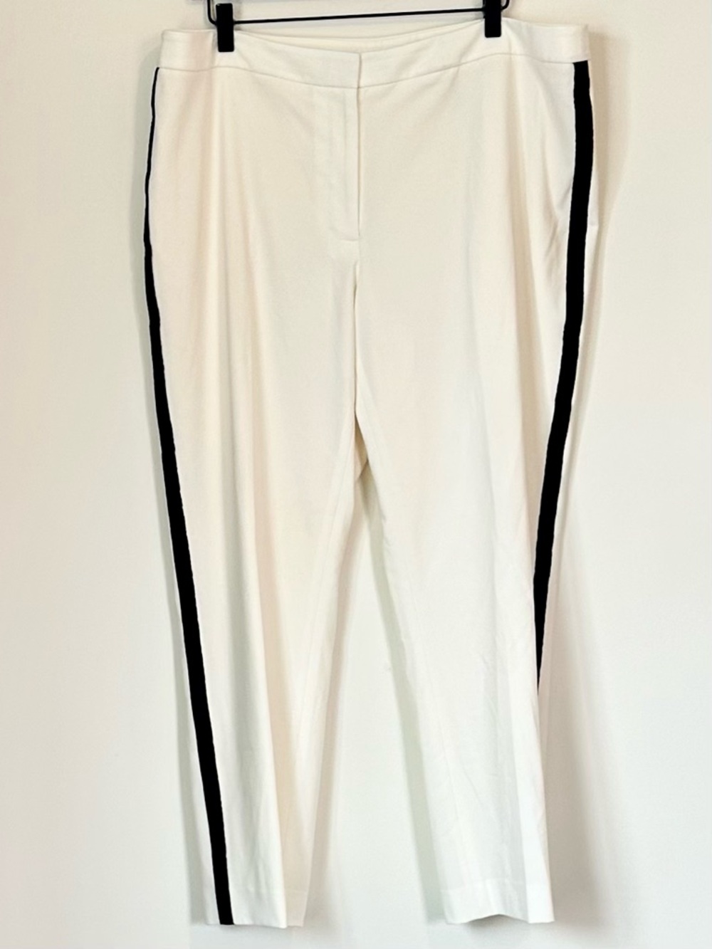 Calvin Klein White Tuxedo Pants with Black Side Stripes - Size: 16